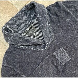 NORDSTROM Men's Shawl Collar Sweater Dark Navy Blue Cotton Cashmere Blend Size L